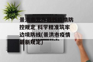 景洪市发布最新疫情防控规定 科学精准筑牢边境防线(景洪市疫情最新规定)